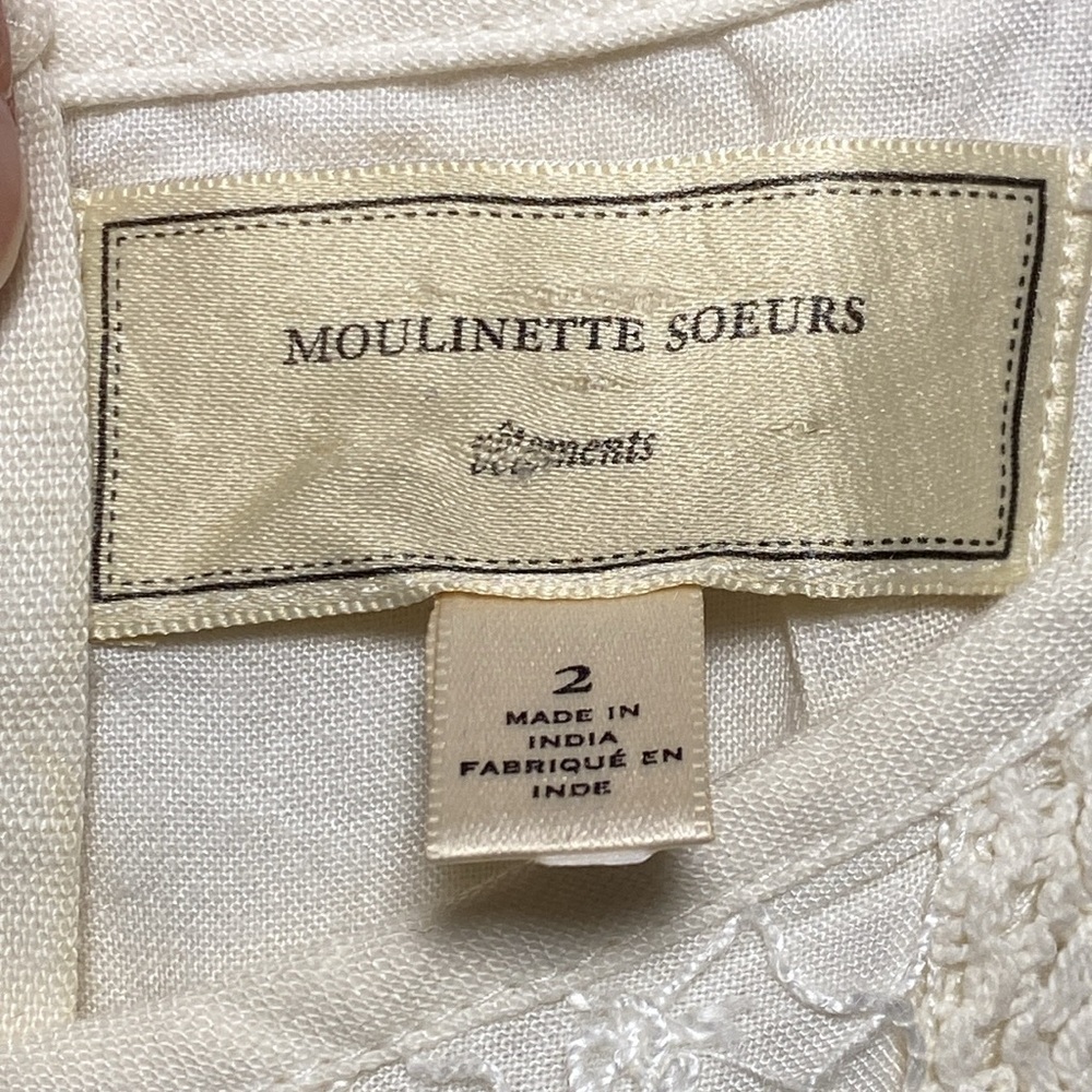 Moulinette Soeurs Anthropologie Lace Garden Shift Dress Ivory Cream Size 2 - Picture 12 of 16